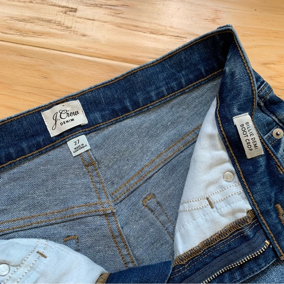 J. Crew Billie Jeans Demi Boot Crop Raw Hem High Rise Stretch Denim Straight 27 - Picture 8 of 11
